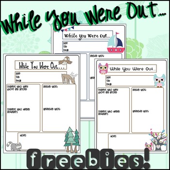 While You Were Out Printable Substitute Note B&W school supplies