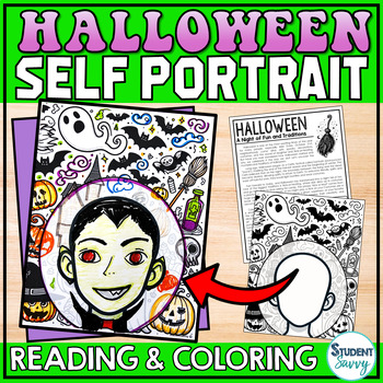Preview of Halloween Activities Self Portrait Template Bulletin Board Idea Coloring Pages