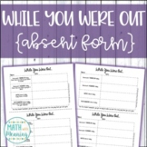 Absent Student Form - Fully Editable - Printable and Digit