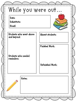 Substitute Teacher While You Were Out Worksheets Teaching Resources Tpt