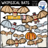 Whimsical Bats Clip Art Images Color Black White