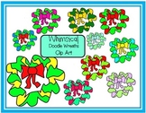Whimsical Doodle Wreaths Clip Art
