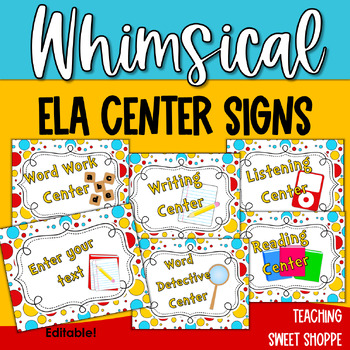 Preview of Whimsical Editable Reading Center Signs!