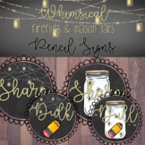 Whimsical Firefly and Mason Jars  Pencil Signs classroom decor