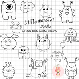Whimsical Little Monster Doodle Clipart Set