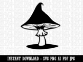 Whimsical Magical Wizard Cap Mushroom Fungi Clipart Instant Digital Download AI