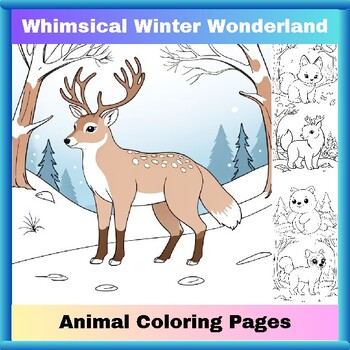Preview of Whimsical Winter Wonderland: Animal Coloring Pages
