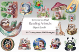 Whimsical Woodland Forest Animals Reading Clipart Bundle