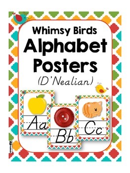 Preview of Whimsy Birds D'NEALIAN Alphabet Letter Posters