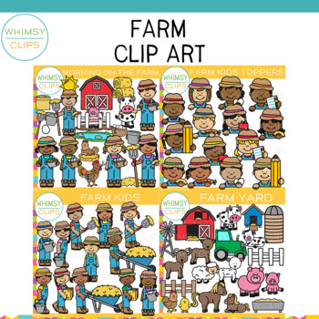 Preview of Farm Kids and Animals Clip Art Bundle