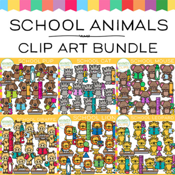 Preview of Whimsy Clips School Animals Clip Art  Bundle