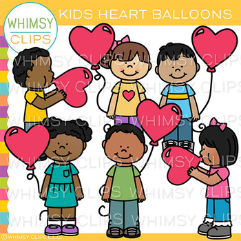 Preview of Free Valentine's Day Kids Heart Balloons Clip Art