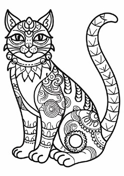 Preview of Whiskered Mandalas: A Feline Symphony for Your Palette/ coloring pages.