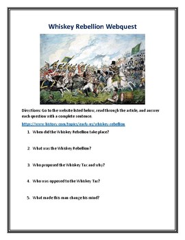 Preview of Whiskey Rebellion Webquest (With Answer Key!)