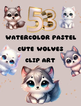 Preview of Whispering Wild: Watercolor Wolves Clip Art Collection