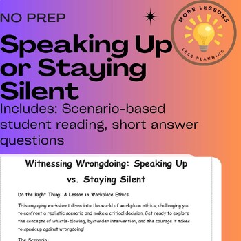Preview of Whistleblowing: Work Ethics Scenario Reading Comprehension Worksheet