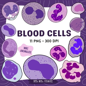 Preview of White Blood Cell Anomaly Stickers and Clipart, WBC Anomalies Drawing, Blood Cell