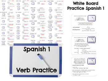 Preview of White Board Practice - Spanish 1 Verb Practice (regular, irregular, yo go, stem)