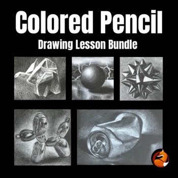 Preview of White Colored Pencil Drawing Bundle Middle School Art High School Art