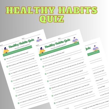 Preview of White Colorful Healthy Habits Quiz Worksheet