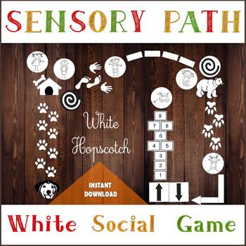 Preview of White Floor Sensory Path, Happy Hopscotch, Printable floor decals for Nursery