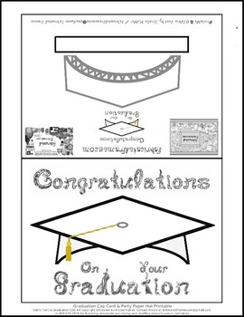 Preview of White Graduation Cap Party Hat Card Printable Silver Congratulations Graduation