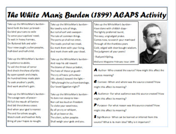 Preview of White Man's Burden ACAPS Primary-Source Analysis Activity