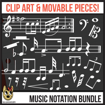 Preview of White Music Notation: Movable Digital Pieces & Clip Art BUNDLE