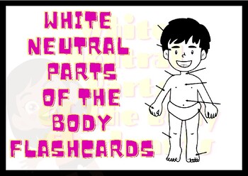Preview of White Neutral Parts Of The Body Flashcards and Alphabet and NUMBER