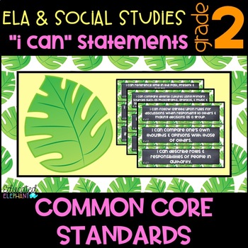 Preview of White Palm & Chalk Common Core "I Can" Statements -ELA & S.S.-Second Grade (2nd)