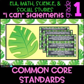Preview of White Palms Common Core "I Can" Statements -ELA, Math, Science & S.S.-First(1st)