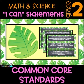 Preview of White Palms Common Core "I Can" Statements - Math & Science - Second Grade (2nd)