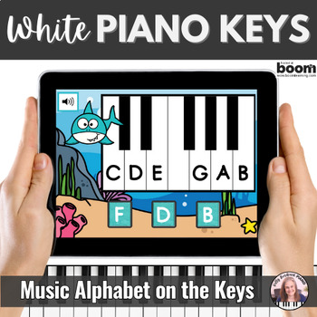 Preview of White Piano Key Names BOOM™ Cards - Music Alphabet Activity for Piano Beginners