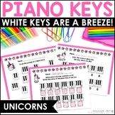 White Piano Keys Music Worksheets & Activities - Unicorn P