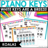 White Piano Keys Music Worksheets - Koala Piano Keys Are A