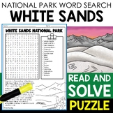 White Sands National Park Word Search Puzzle National Park