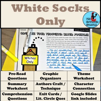 Preview of White Socks Only by Evelyn Coleman Graphic Organizer and Question Set