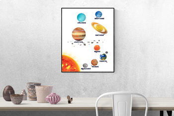 Preview of White Solar system wall art, Space kids room decor, Planet print, Download print