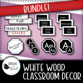White Wood Classroom Deco BUNDLE - Alphabet Tiles | Daily 