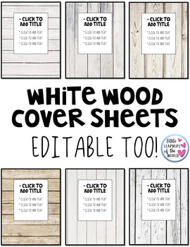 Preview of White Wood Folder Cover Sheets - Editable