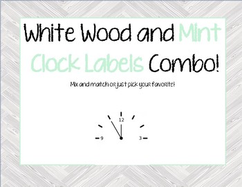 Preview of White Wood and Mint Clock Label COMBO