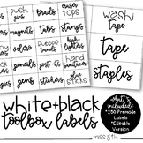 White and Black Teacher Toolbox/Supply Labels