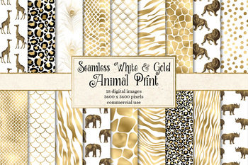 Gold Animal Skin Digital Paper Animal Print Wild Animal 