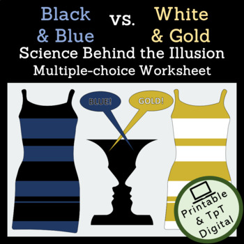Preview of White and Gold vs. Blue and Black Dress Physics Worksheet [PDF and Easel]