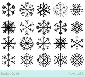 White snowflakes clipart, Black snowflake clip art, Winter holiday