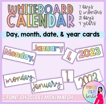 50 Piece Magnetic Calendar for Classroom, Whiteboard - Number Magnets,  Calendar Magnets with Day, Month, Date 