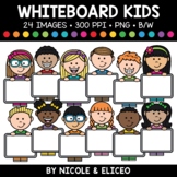 Whiteboard Kids Clipart + FREE Blacklines - Commercial Use