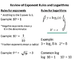 Whiteboard Review of Logarithms with accompanying handout