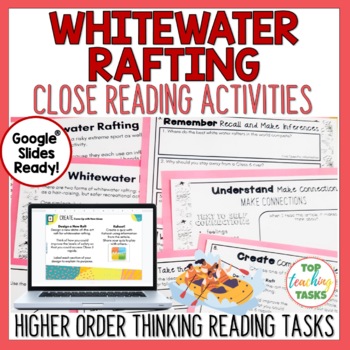 Preview of Whitewater Rafting Reading Comprehension Passage and Activities | Sports Reading