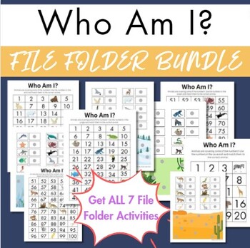Preview of Who Am I? Bundle of 7 File Folder Activities: Identifying Numbers 1-100